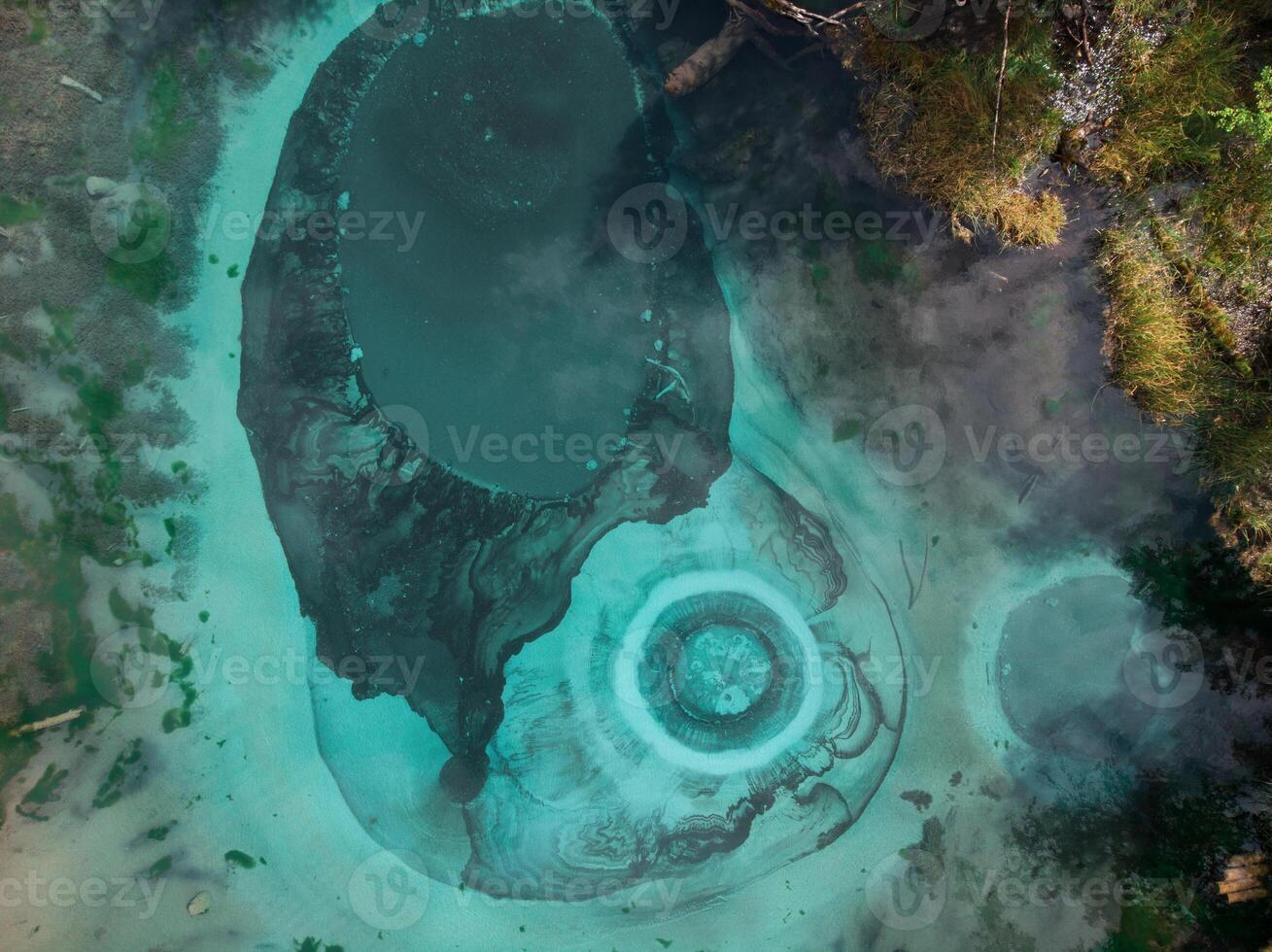 Geyser lake with thermal springs photo