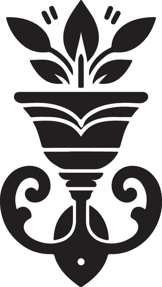 A black and white logo of a flower vector