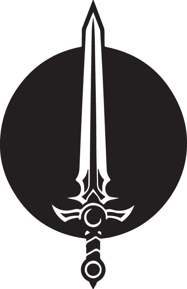 A black and white logo of a sword vector