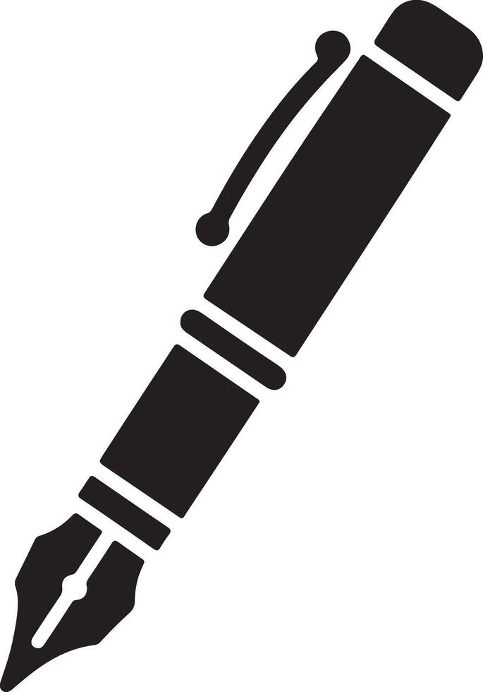 Black and white pen icon on a white background vector