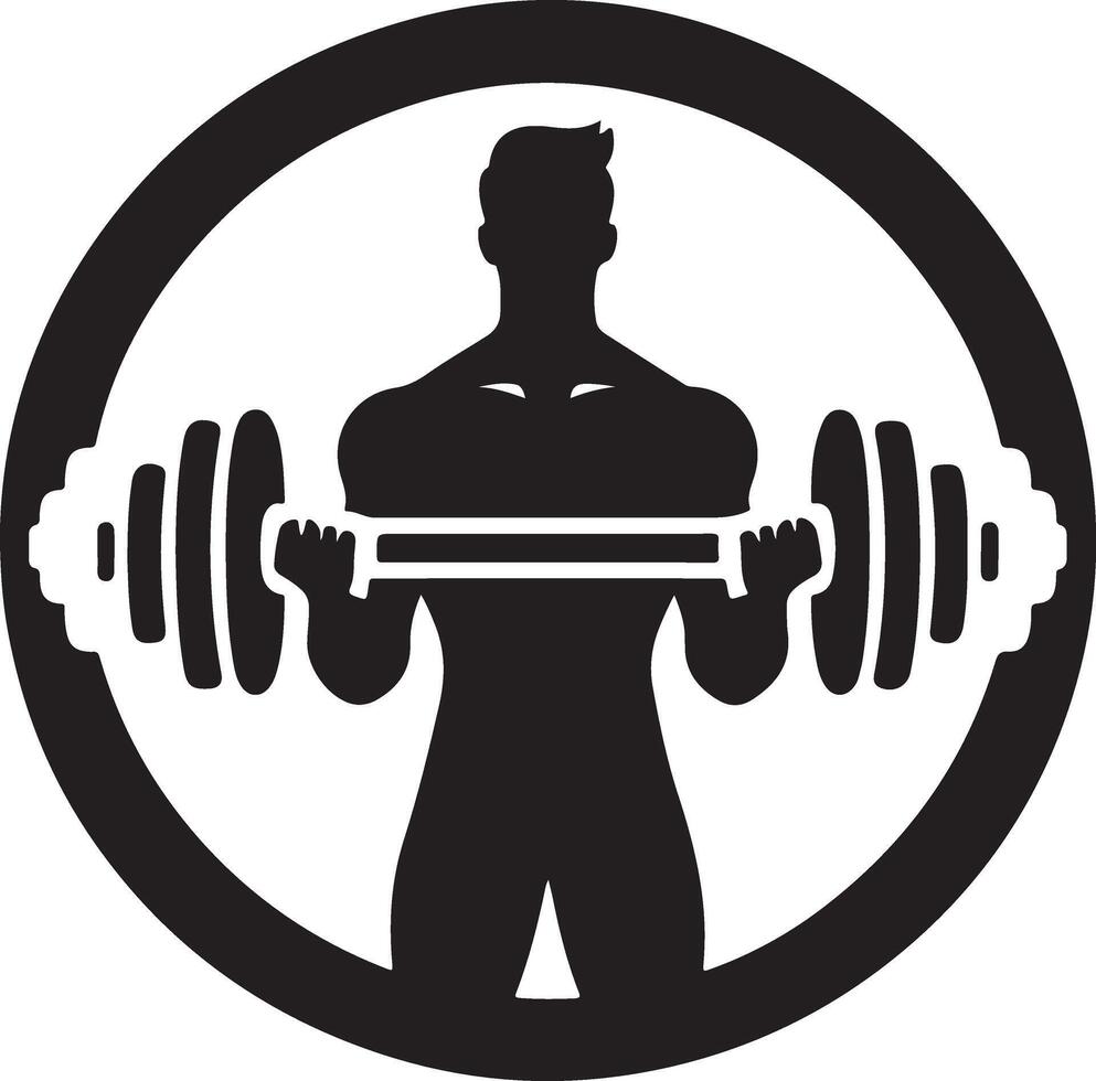 A silhouette of a man holding a barbell vector