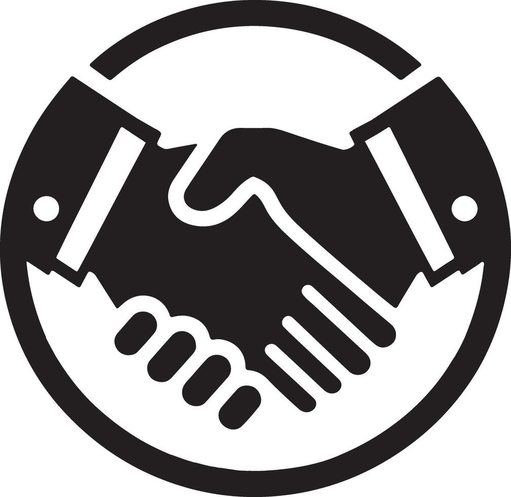 A black and white logo of two hands shaking vector