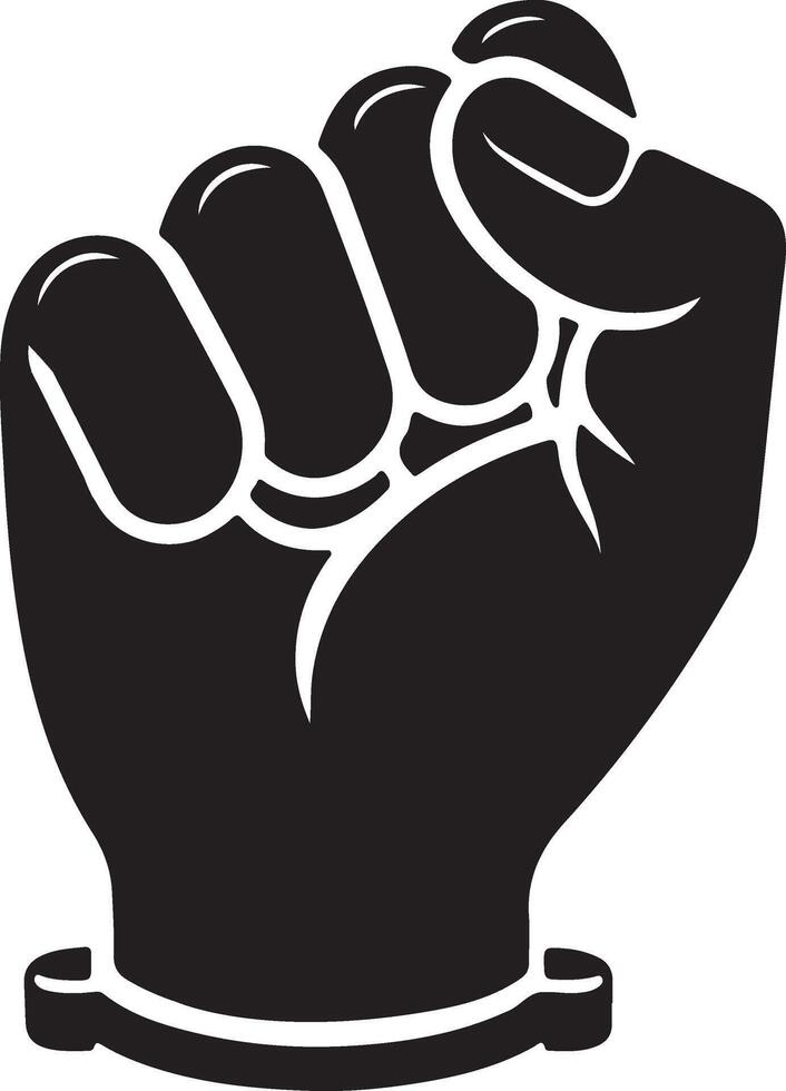 A black and white fist with a ring on it vector