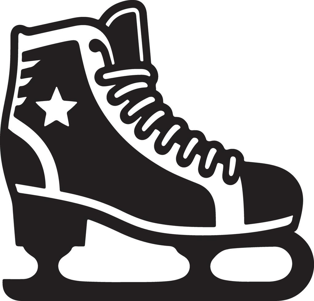 Silhouette of Ice skate icon with star on the sole vector