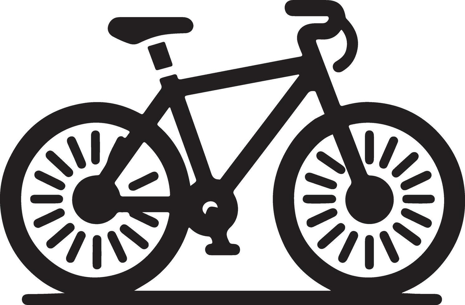 A black and white illustration of a bicycle vector