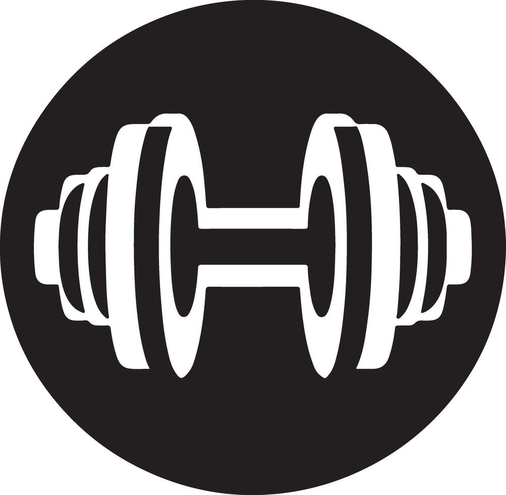 Dumbbell icon in black and white on a white background vector