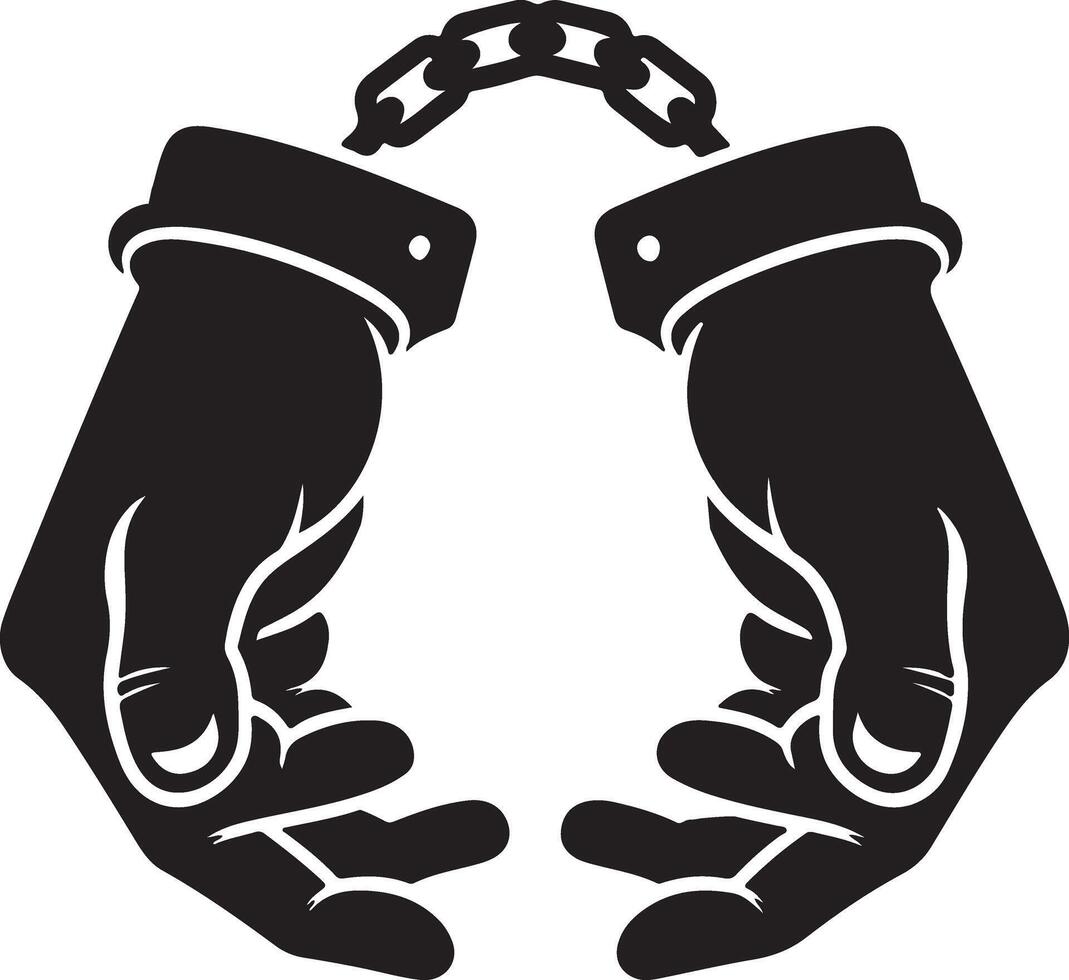 Hands with handcuffs on a white background vector