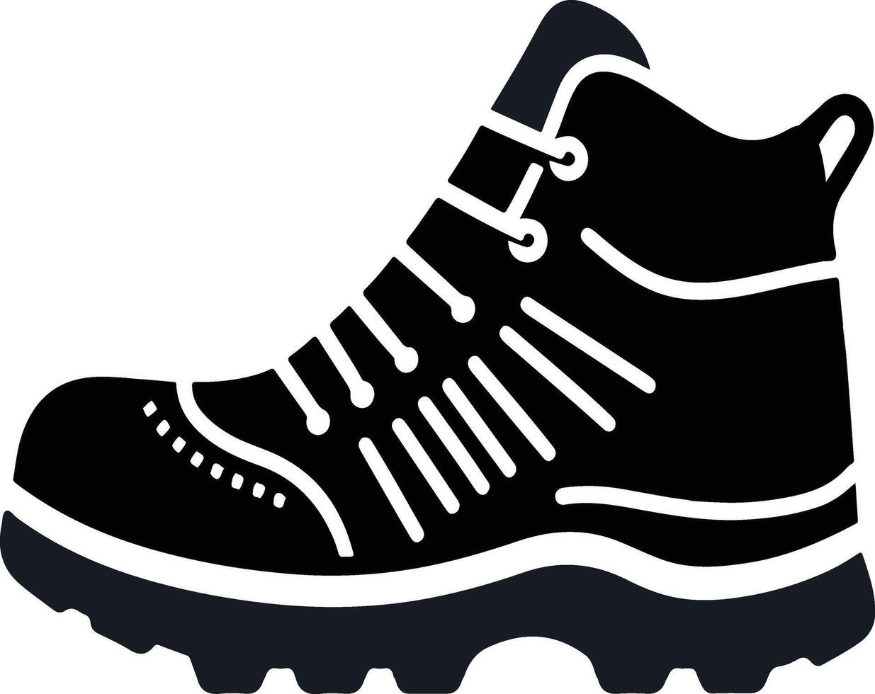 Black and white illustration of a hiking boot vector