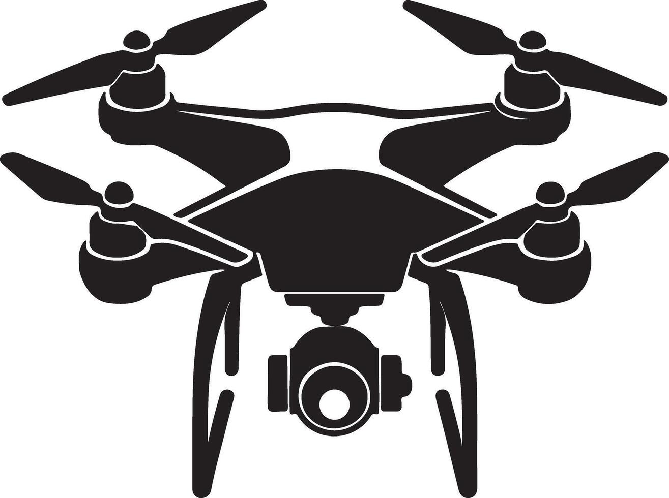 A black and white illustration of a drone vector