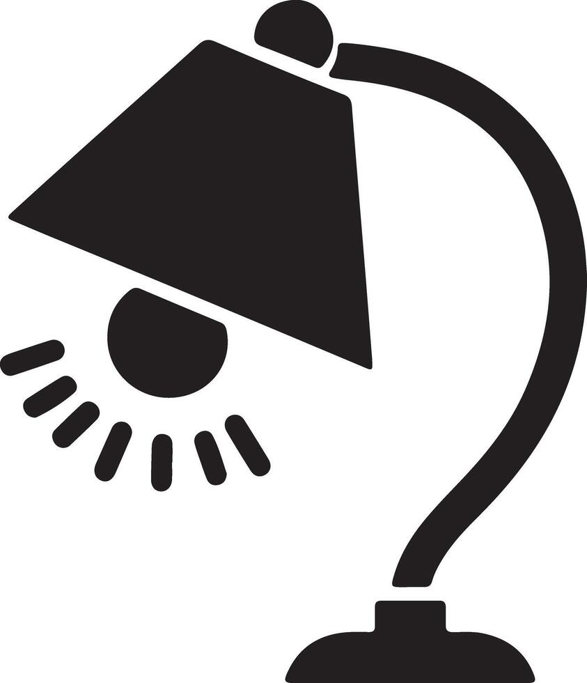 A black and white lamp with a light bulb vector