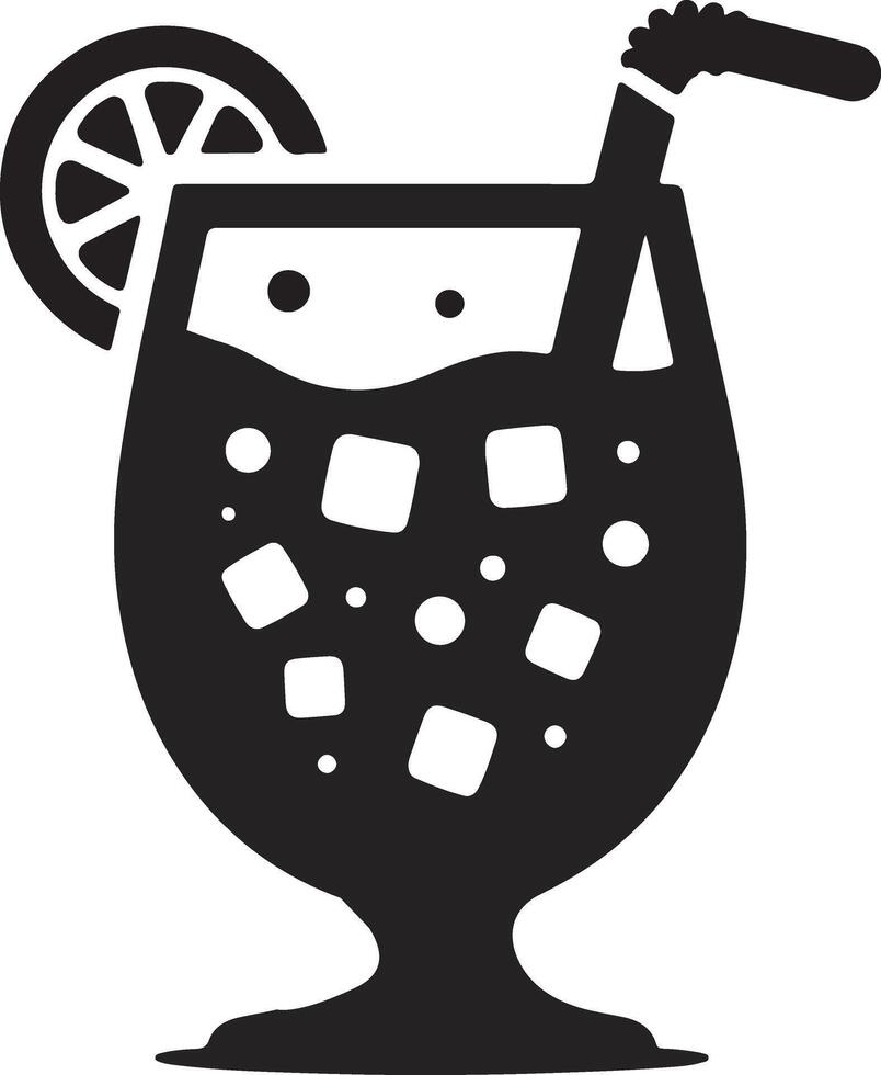 A black and white illustration of a glass of iced tea vector