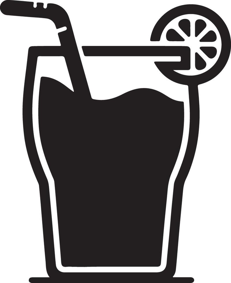 A glass of soda with a straw and a slice of lemon vector