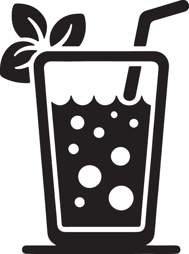 A glass of iced tea with a straw and a leaf vector