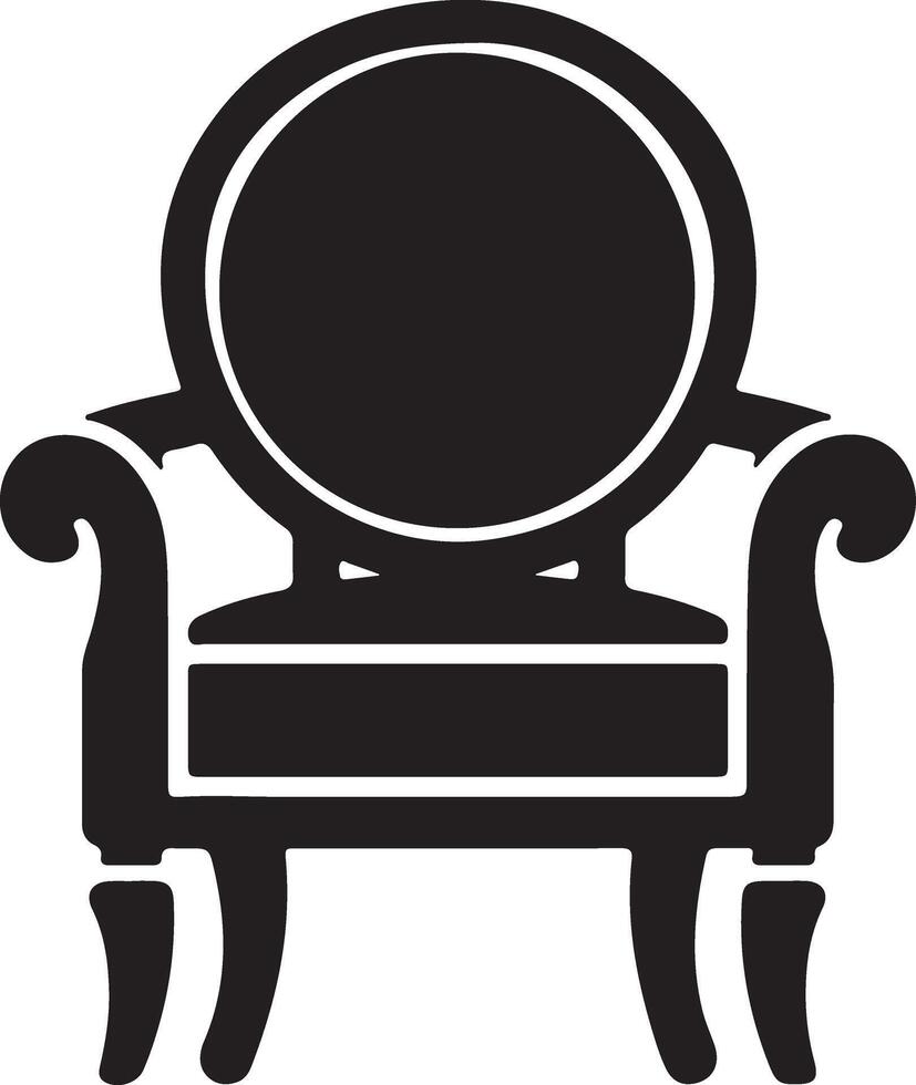 A black and white chair icon on a white background vector