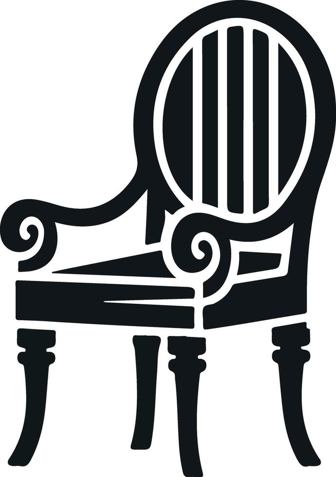 A black and white illustration of a chair vector