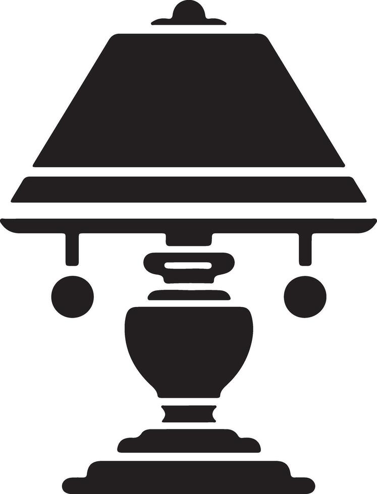 A black and white lamp on a table vector