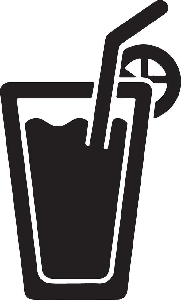 A black and white icon of a drink with a straw vector