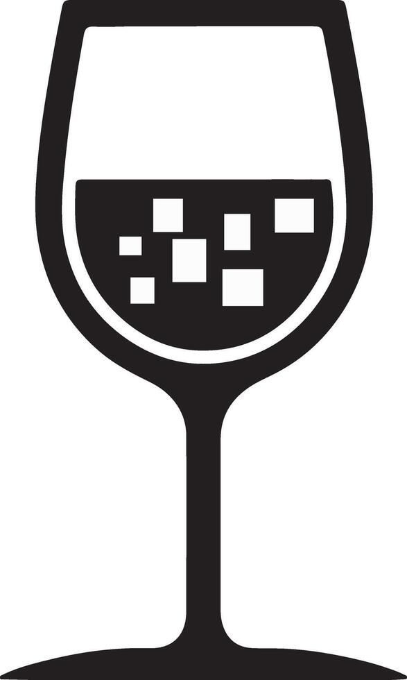A black and white wine glass with a square shape vector