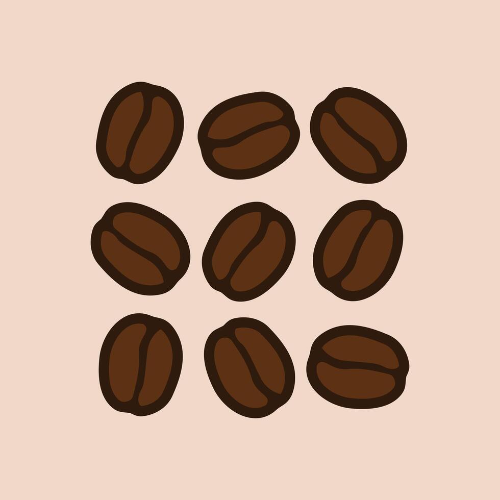 cartoon style roasted coffee bean illustration vector