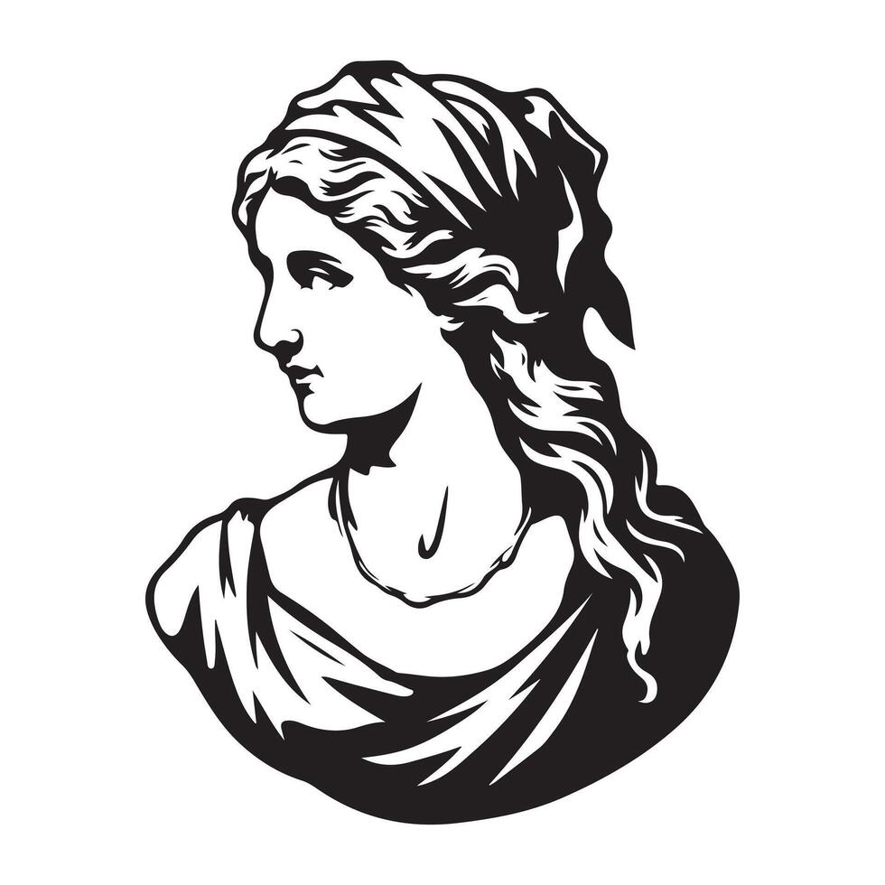 Detailed Portrait of Woman in Classical Art Style vector