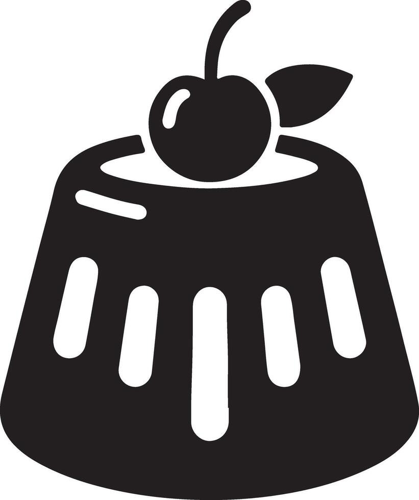 A black and white image of a pudding with a cherry on top vector