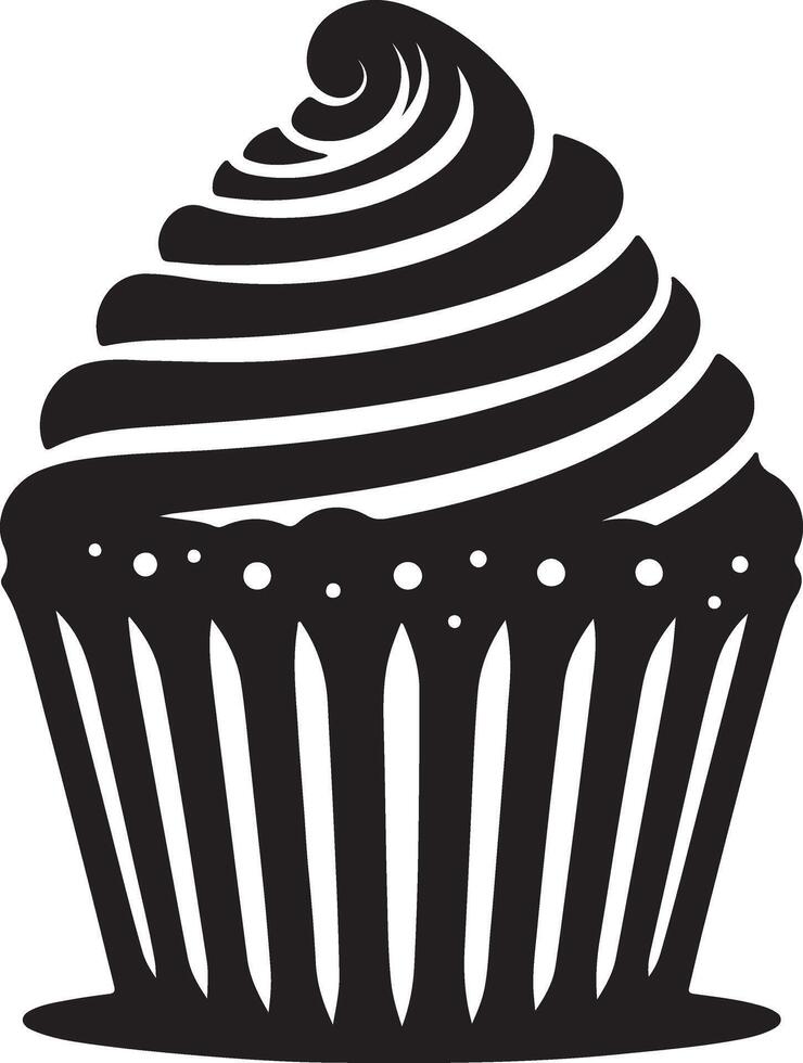 A black and white cupcake on a white background vector
