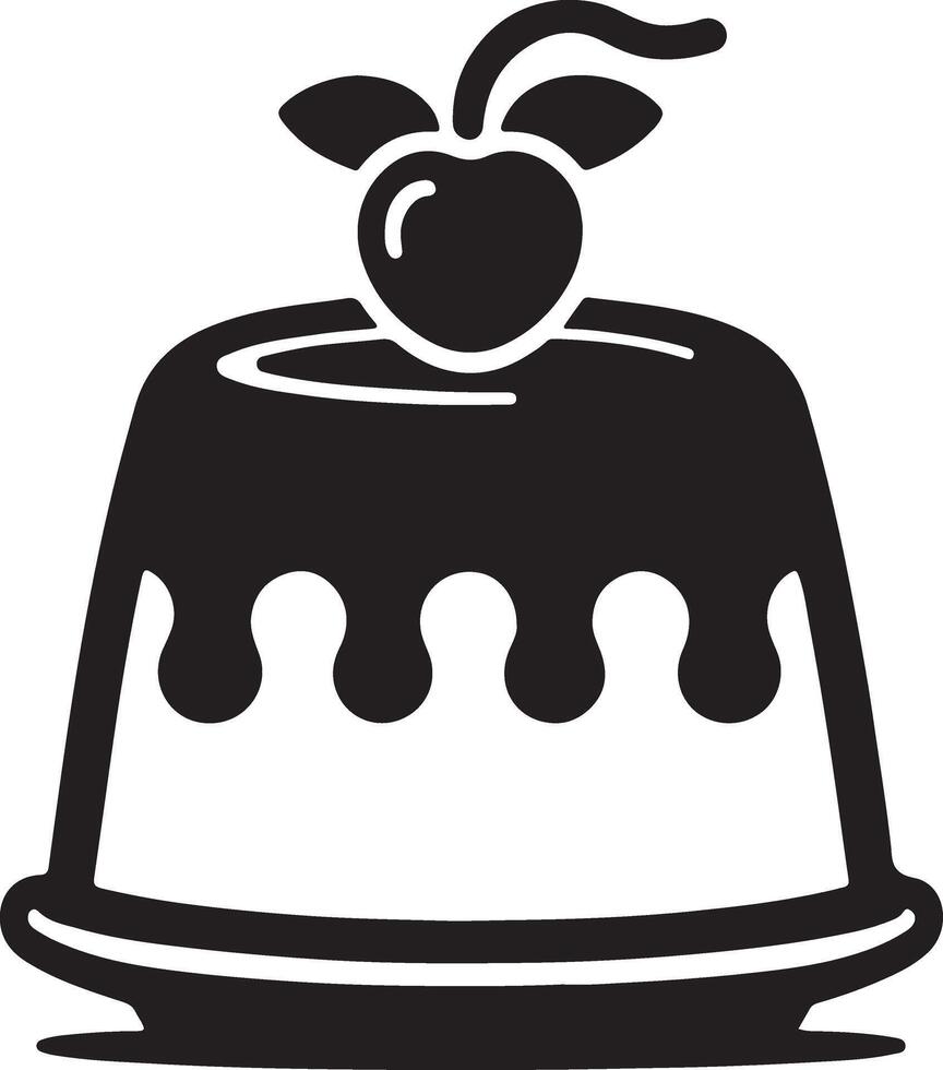 A black and white image of a cake with a cherry on top vector