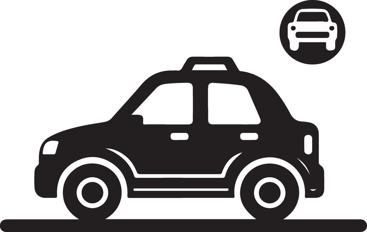 Car icon on white background with a car and a taxi vector