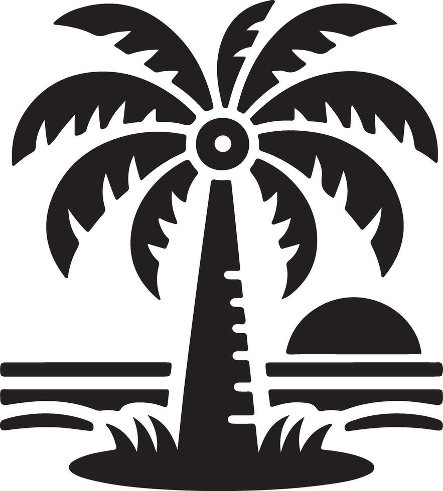 A palm tree silhouette on a white background vector