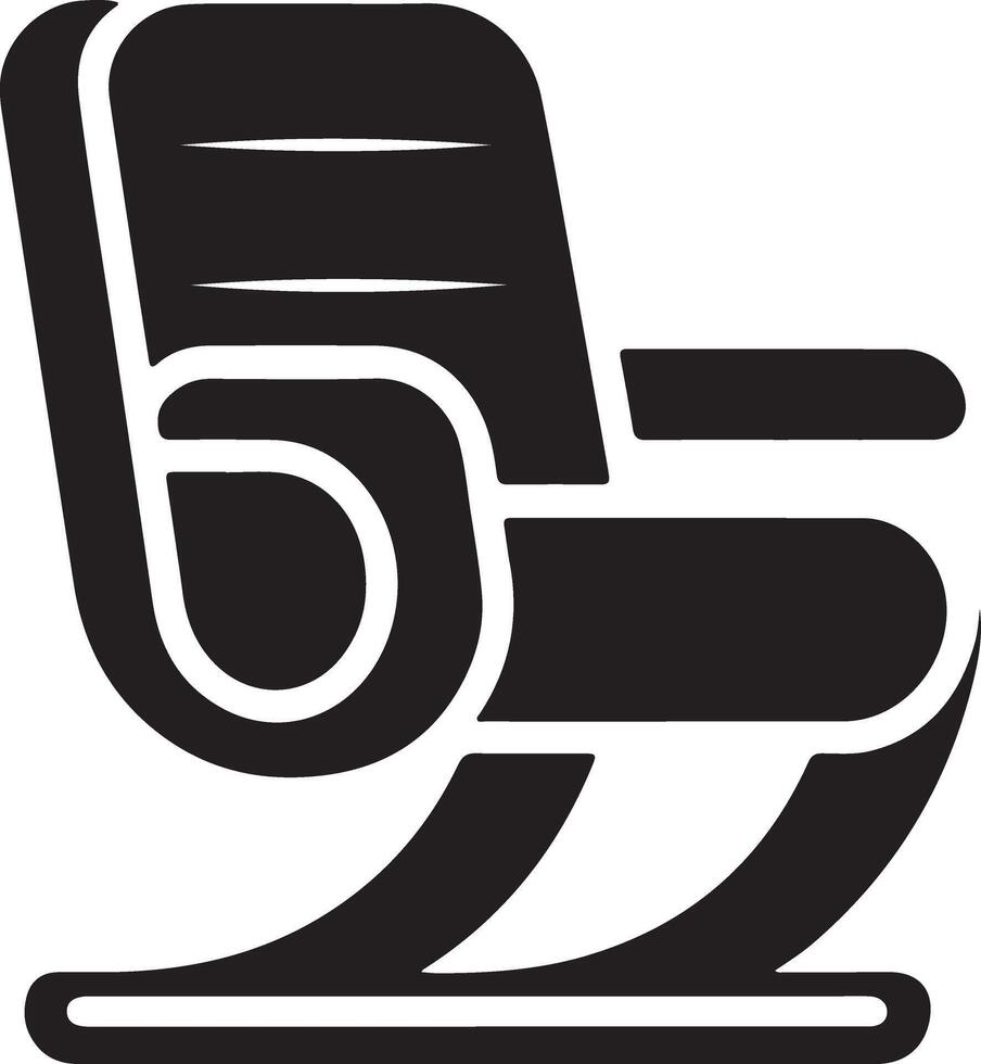 A black and white icon of a chair vector