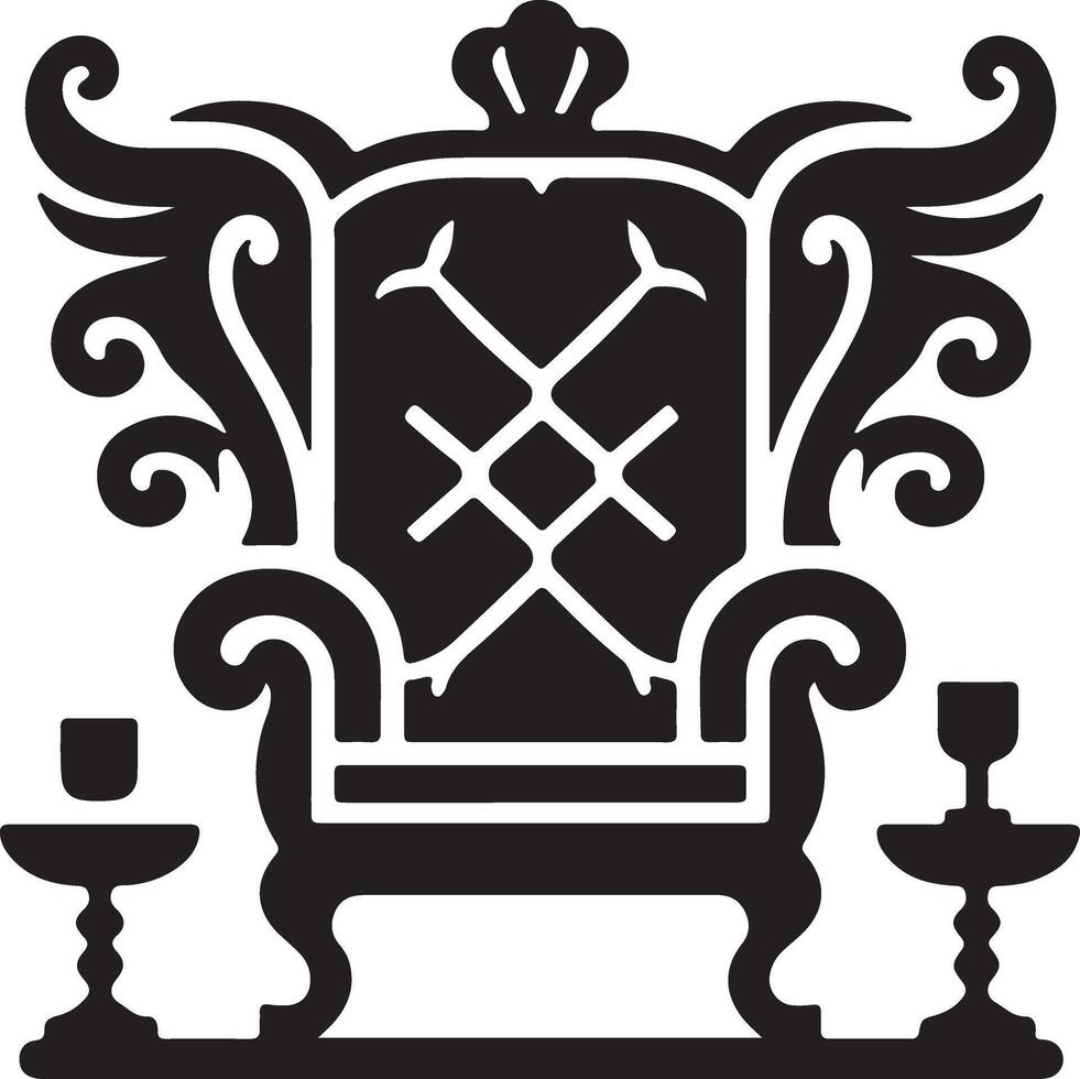The throne is black and white with a crown on it vector