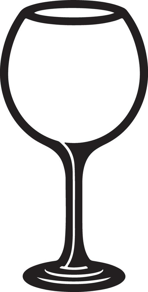 A black and white illustration of a wine glass vector