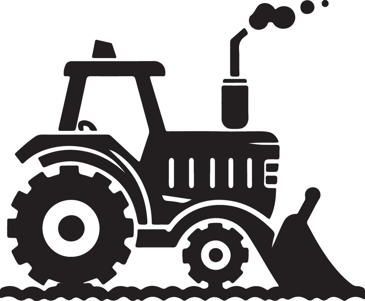 Tractor with plow and shovel on white background vector