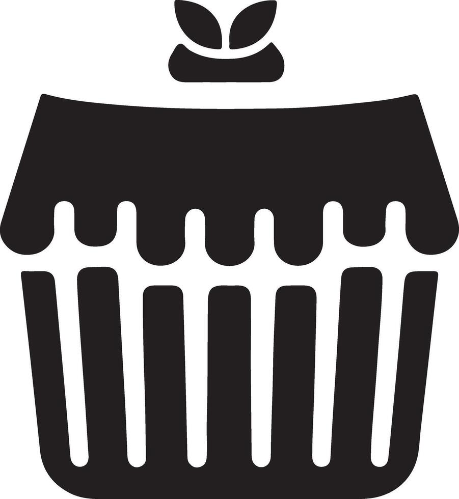 A black and white cupcake icon vector