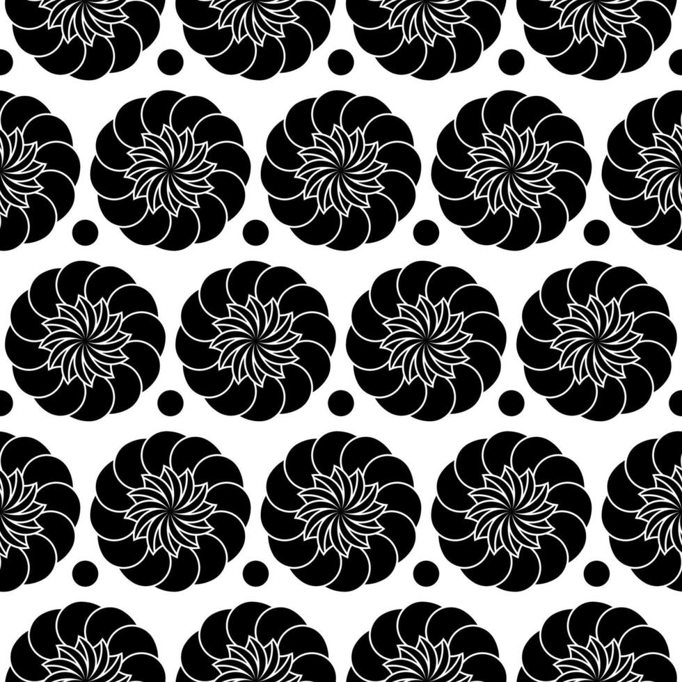 Seamless Pattern Mandala Background to print in black color. Round design element isolated on white. abstract circle flowers texture for print, fabric, textile, wallpaper. vector