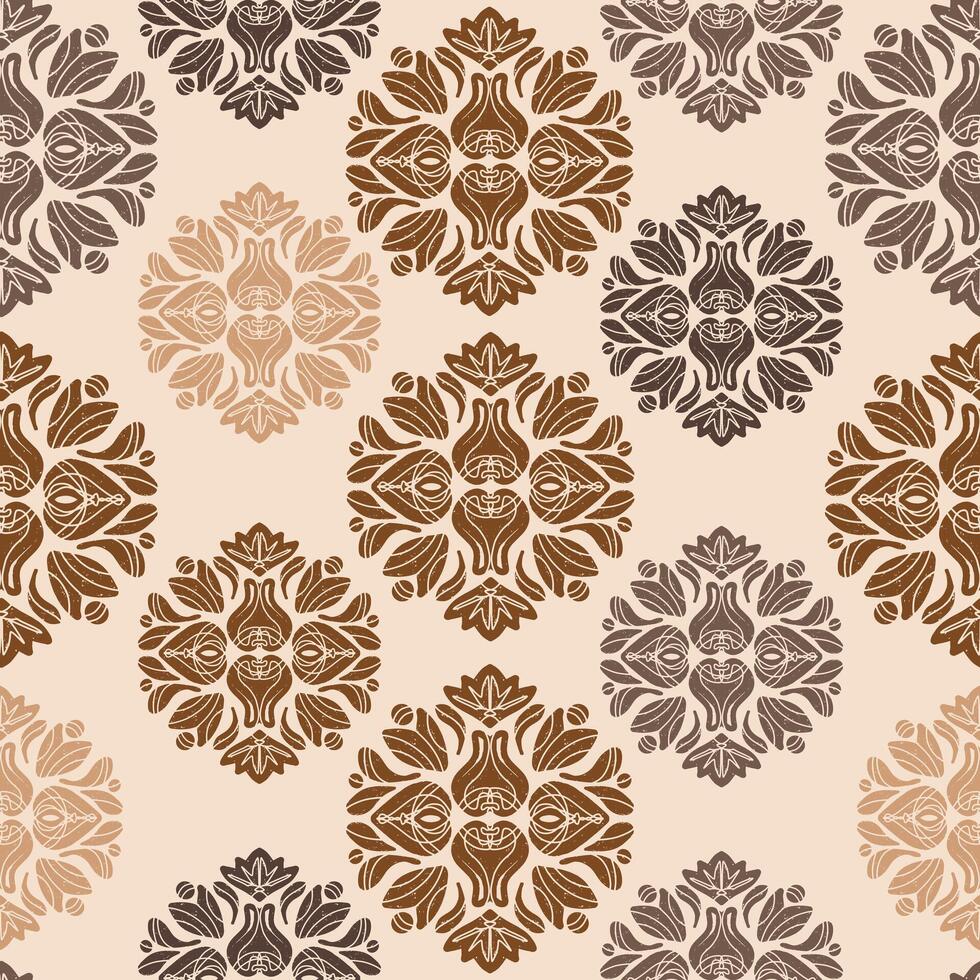 seamless pattern with brown and beige flowers vector
