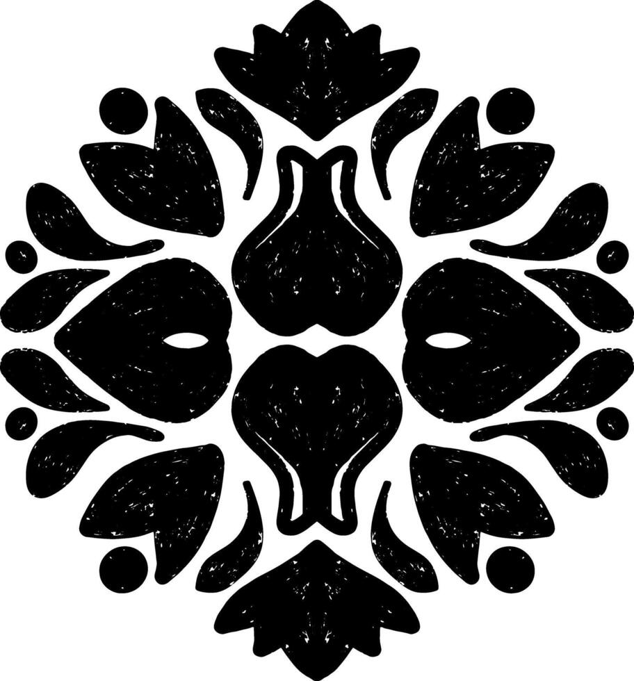 a black and white design with a flower in the center vector