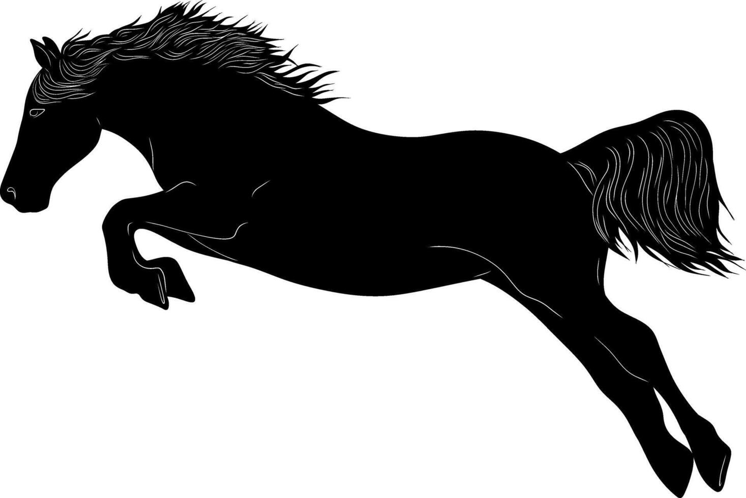 black silhouette of a horse jumping vector