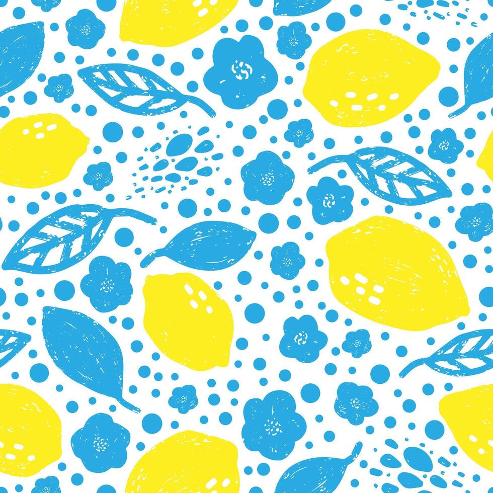 lemon and blue background seamless pattern vector