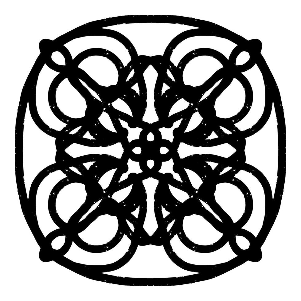 a black and white drawing of a circular design vector
