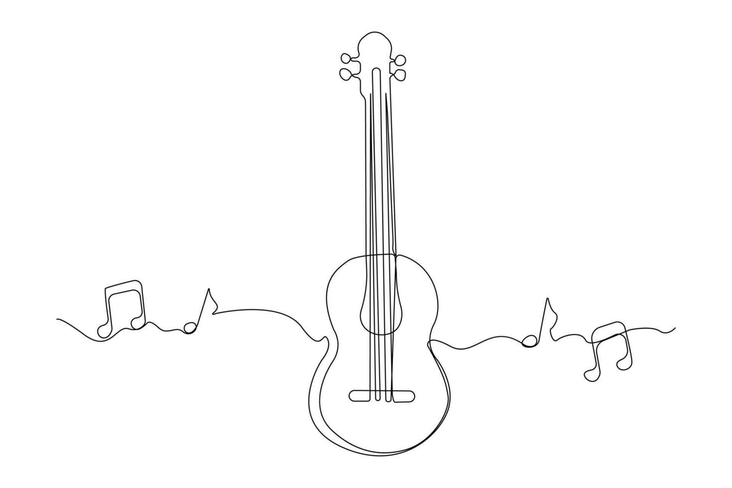 Hand-drawn guitar musical instrument one line drawing. Music concept line art background. vector