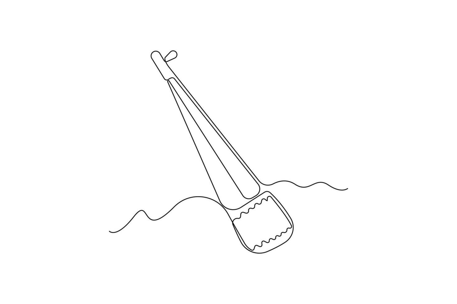 Ektara one-line art drawing isolated on white background. Musical instrument. vector