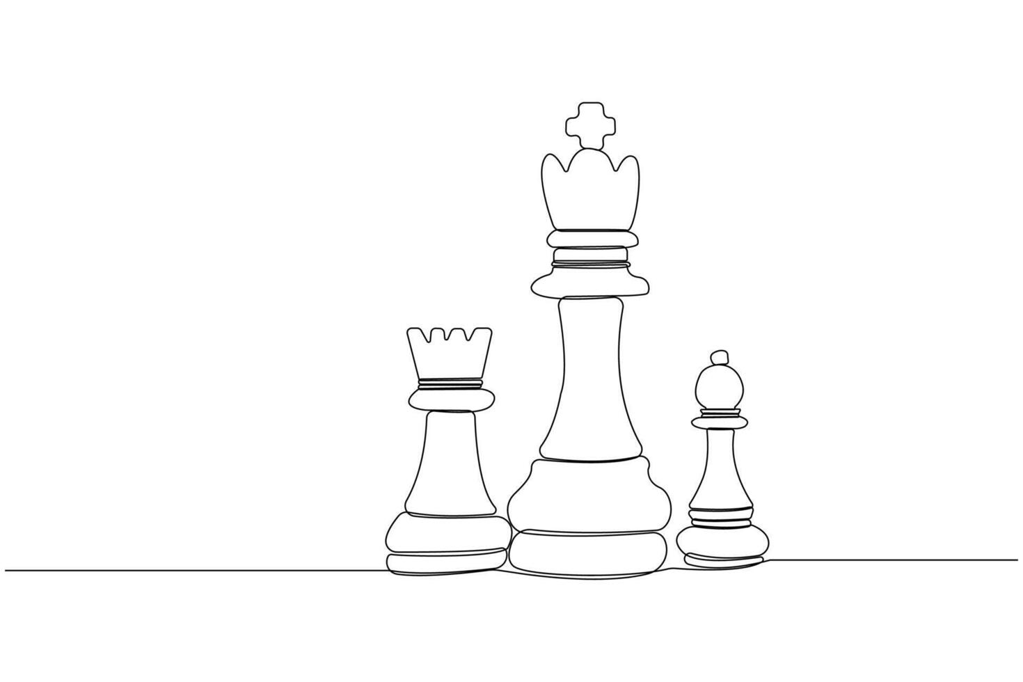 Continuous line art drawing of chess figures. Sports concept background vector