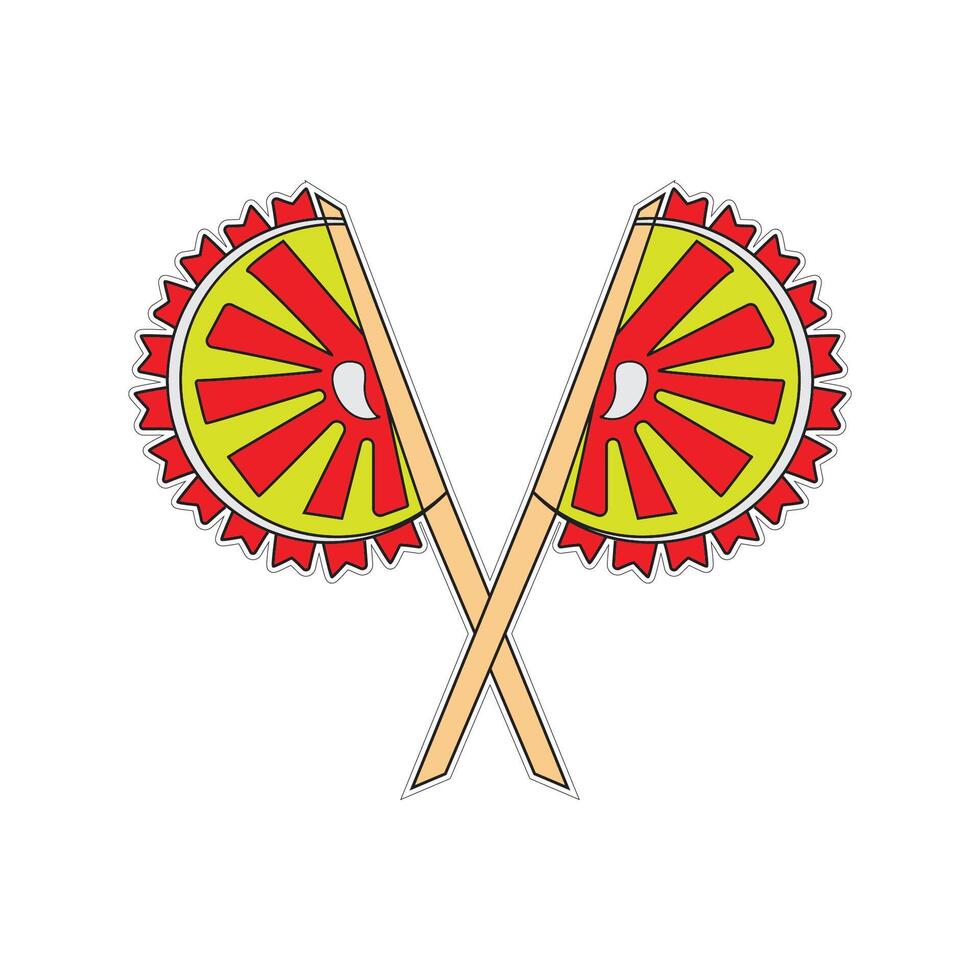 Hand fan continuous outline. Pohela Boishakh element. vector