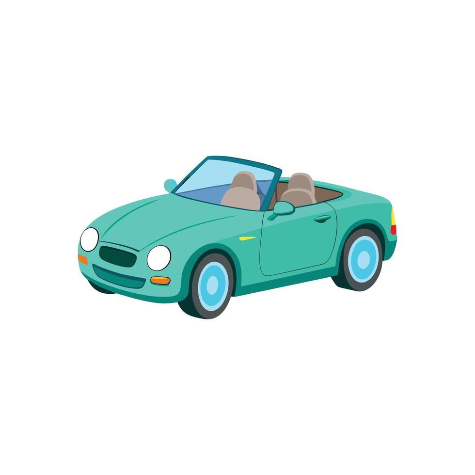 Modern Glamour Bright Cyan Convertible Car Illustration Design on White Background vector