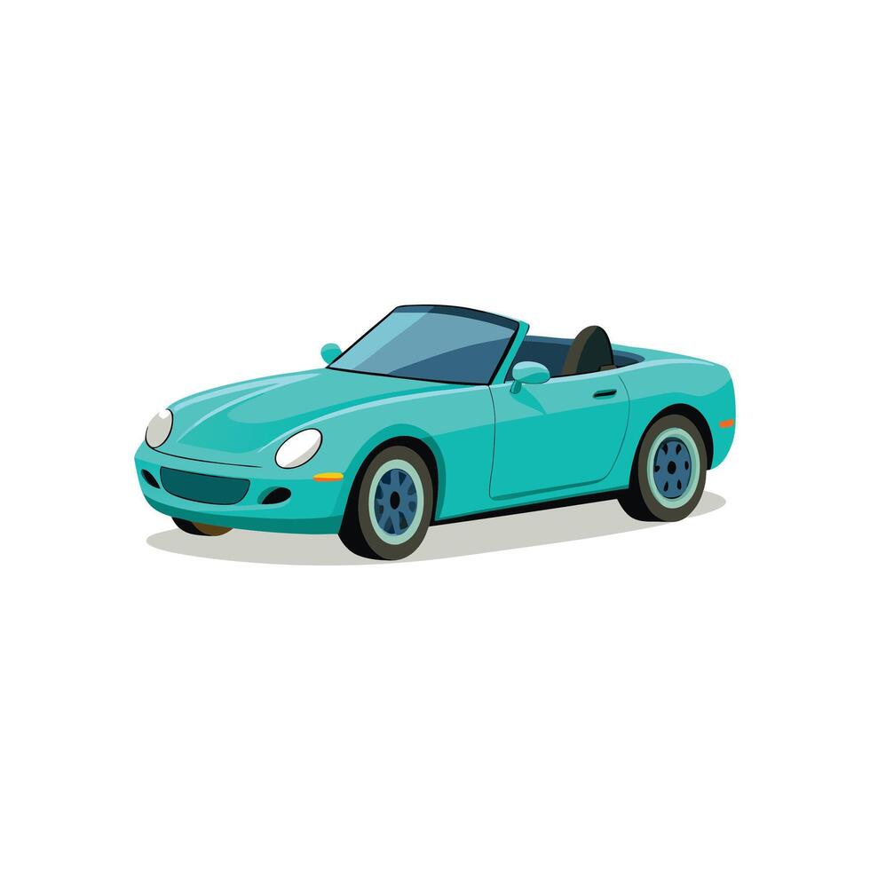 Stylish Freedom Bright Cyan Convertible Car Illustration Design On White Background vector