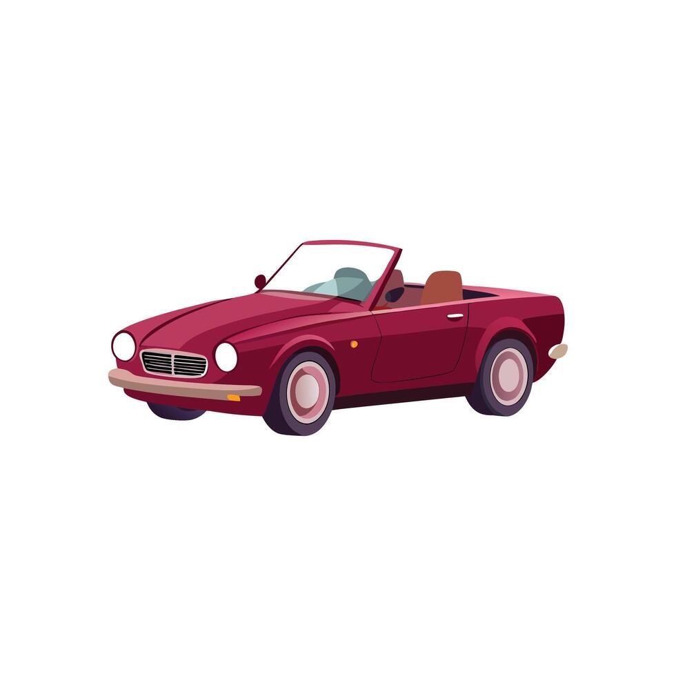 Dynamic Drive Burgundy Convertible Car Illustration Design on White Background vector