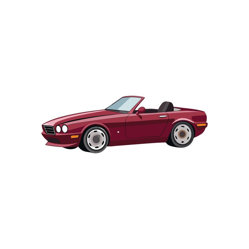 Chic Adventures Open-Top Burgundy Convertible Car Illustration Design vector