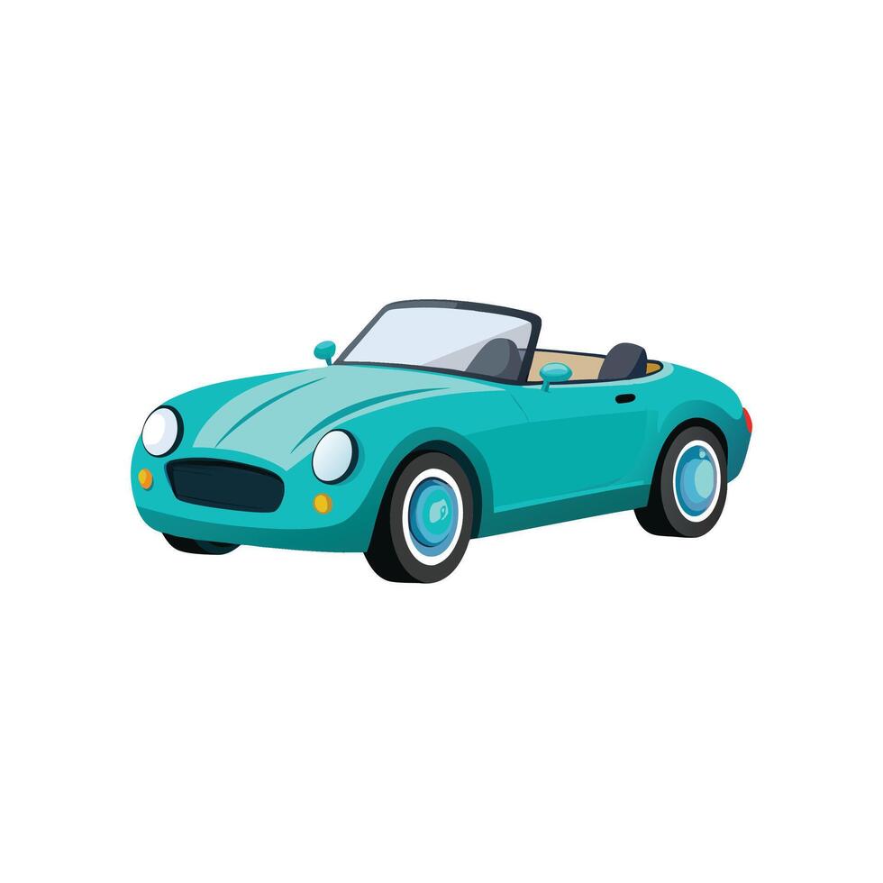 Luxury in Motion Bright Cyan Convertible Car Illustration Design on White Background vector