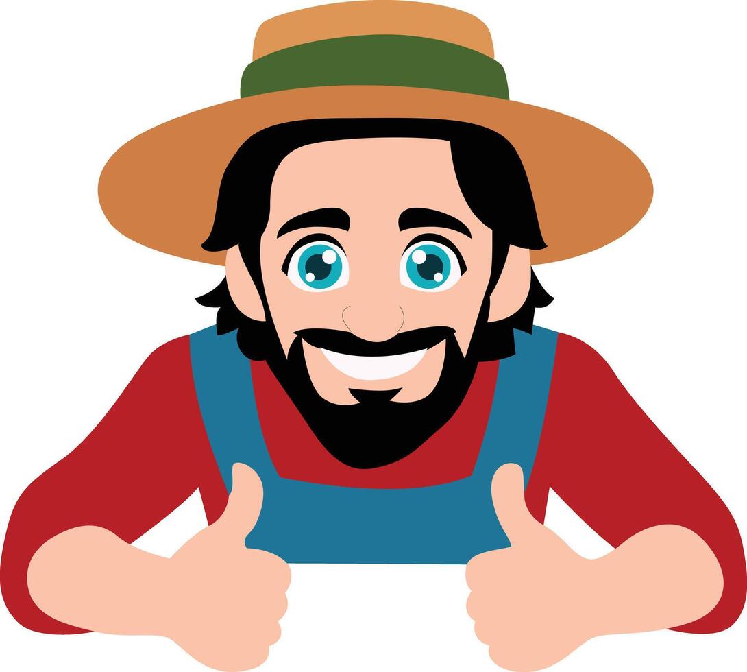 Happy Farmer Giving Thumbs Up, happy Seasonal Farmer vector